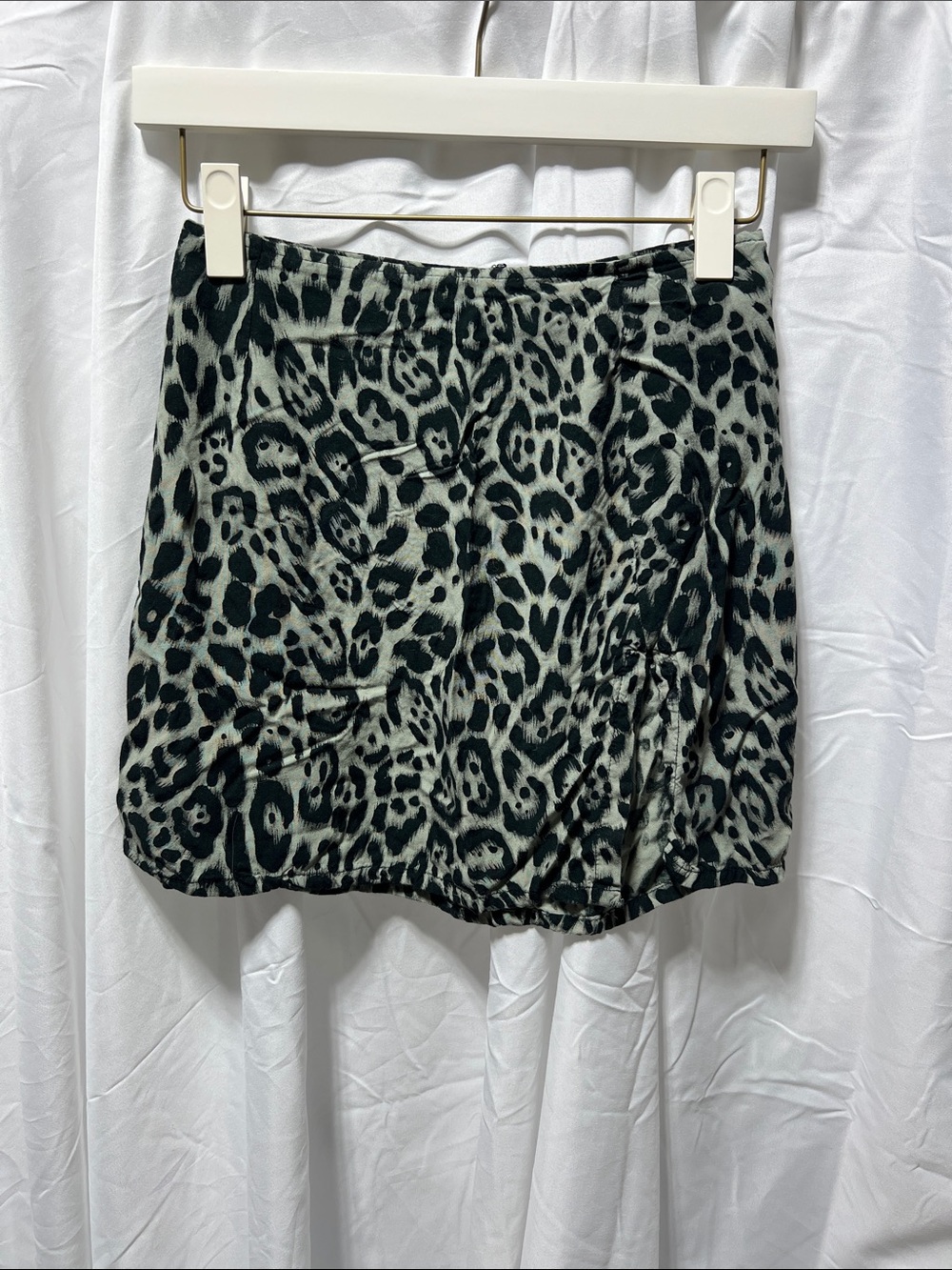 Motel Rocks Green and Black Leopard Print Mini Skirt